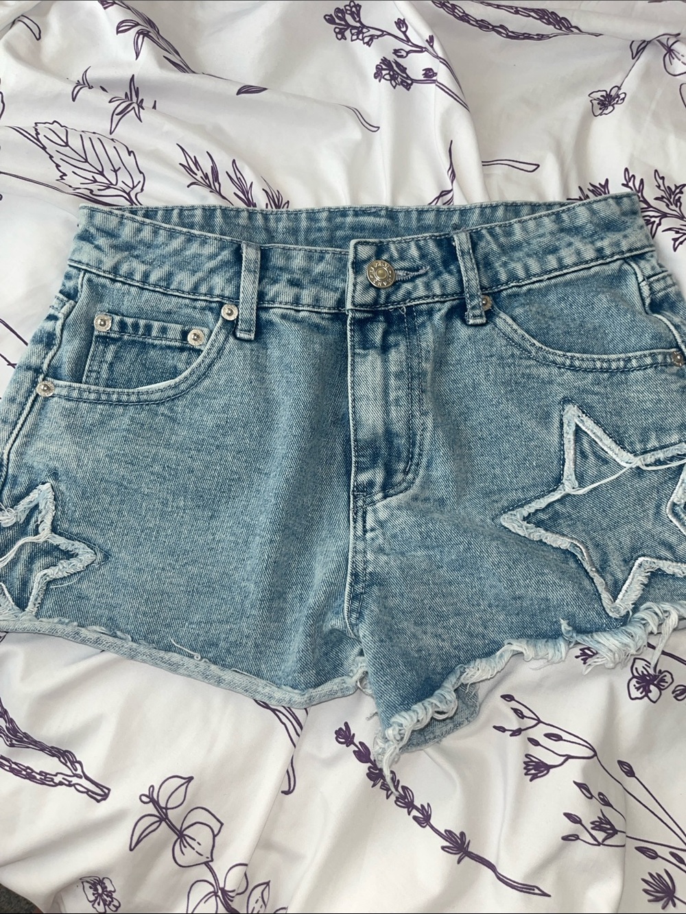 T.J.Maxx Light Blue Denim Star Appliqué Shorts